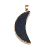 Crescent Moon Opal Pink Aventurine Goldstone Pendant Necklace