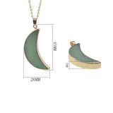 Crescent Moon Opal Pink Aventurine Goldstone Pendant Necklace