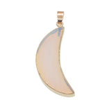 Crescent Moon Opal Pink Aventurine Goldstone Pendant Necklace
