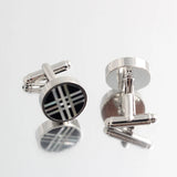 Silver Plated Cross Line Shells Cufflinks