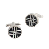 Silver Plated Cross Line Shells Cufflinks