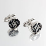 Silver Plated Cross Line Shells Cufflinks