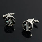 Silver Plated Cross Line Shells Cufflinks