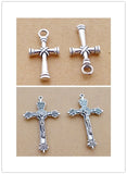 Alloy Antique Silver Cross Charm Pendant Choker DIY Jewelry Making Necklace