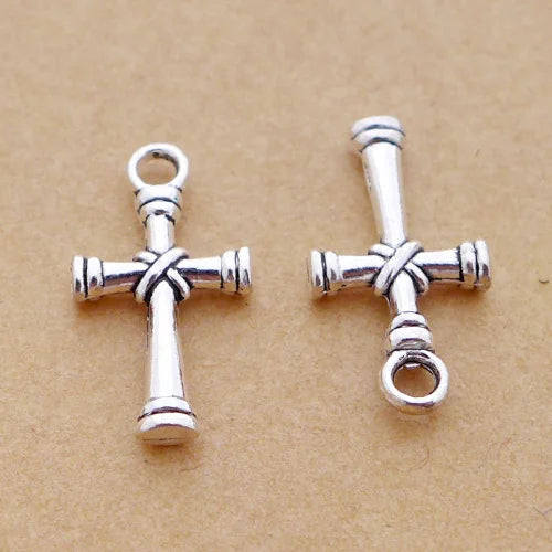 Alloy Antique Silver Cross Charm Pendant Choker DIY Jewelry Making Necklace