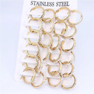 Crystal Hoop Earrings Female Models Stainless Steel Jewelry Wholesale