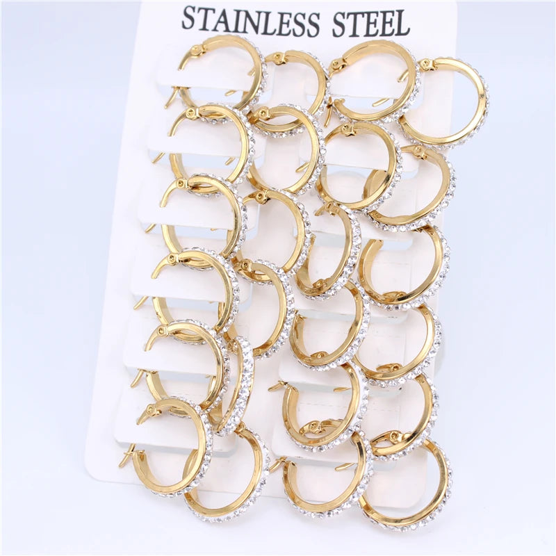 Crystal Hoop Earrings Female Models Stainless Steel Jewelry Wholesale