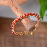 Bohemia Crystal Beads Bracelet with Brass Bell Charm Bead