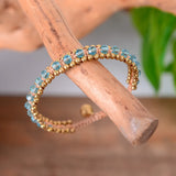 Bohemia Crystal Beads Bracelet with Brass Bell Charm Bead