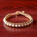 Bohemia Crystal Beads Bracelet with Brass Bell Charm Bead