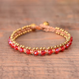 Bohemia Crystal Beads Bracelet with Brass Bell Charm Bead