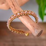 Bohemia Crystal Beads Bracelet with Brass Bell Charm Bead