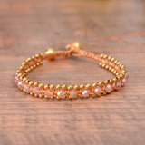 Bohemia Crystal Beads Bracelet with Brass Bell Charm Bead
