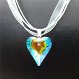 Crystal Heart Pendant Necklace DIY Supplies Rhinestone Choker Glass Beads