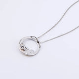 Crystal Round Pendant Mother and Child Necklace 925 Sterling Silver Jewelry