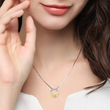 Crystal Round Pendant Mother and Child Necklace 925 Sterling Silver Jewelry