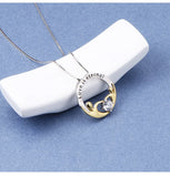 Crystal Round Pendant Mother and Child Necklace 925 Sterling Silver Jewelry