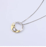Crystal Round Pendant Mother and Child Necklace 925 Sterling Silver Jewelry