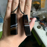 Cuboid Sardonyx Agate Necklace Pendant Natural Stone DIY Jewelry Pendant