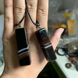 Cuboid Sardonyx Agate Necklace Pendant Natural Stone DIY Jewelry Pendant
