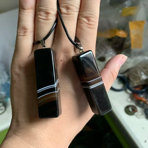 Cuboid Sardonyx Agate Necklace Pendant Natural Stone DIY Jewelry Pendant