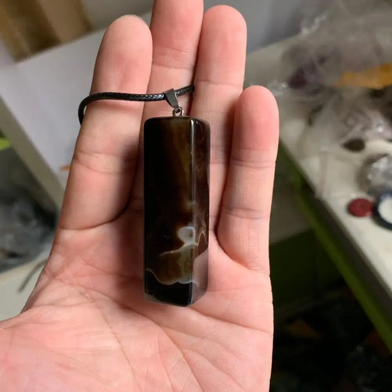 Cuboid Sardonyx Agate Necklace Pendant Natural Stone DIY Jewelry Pendant