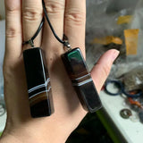 Cuboid Sardonyx Agate Necklace Pendant Natural Stone DIY Jewelry Pendant