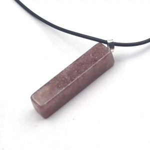 Cuboid Strawberry Quartz Stone Pendant for DIY Jewelry