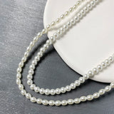 Initial Pendant Necklace Simulated Pearls Bead Choker for Women