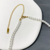 Initial Pendant Necklace Simulated Pearls Bead Choker for Women