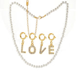 Initial Pendant Necklace Simulated Pearls Bead Choker for Women