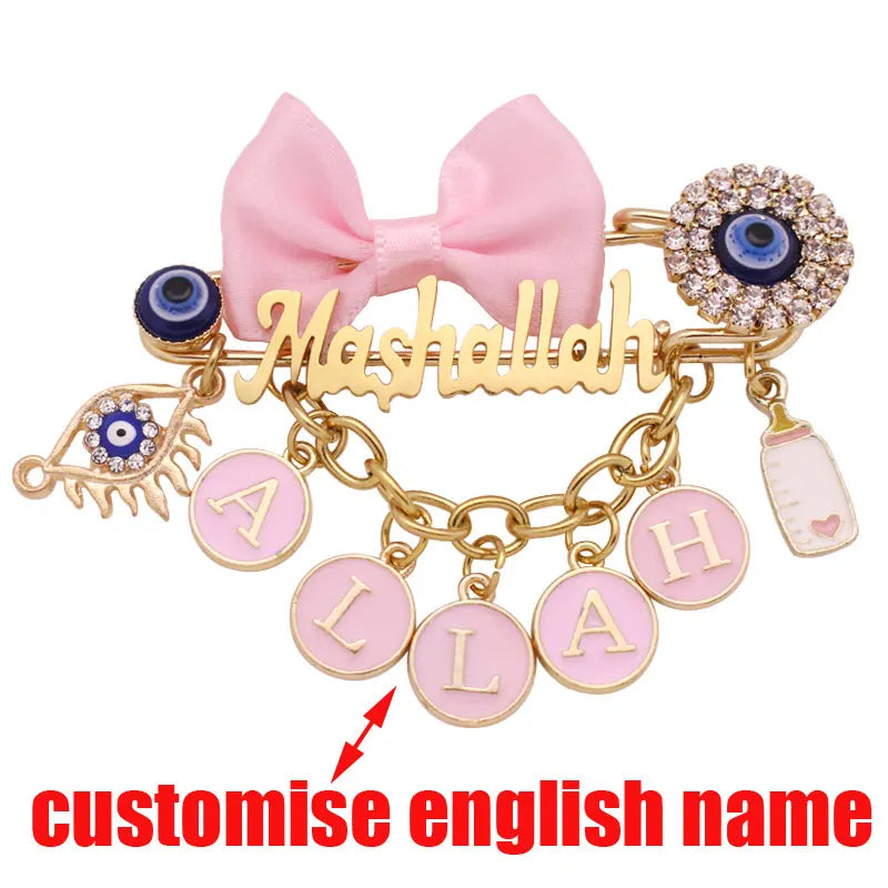 Muslim Baby Pink Brooch Pin - Customised Mashallah Allah