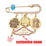 Personalized Muslim Allah Quran Vanyakad Four Qul Suras Brooch Baby Pin