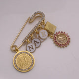 Personalized Islamic Quran Baby Pin Brooch - Four Qul Suras Allah Book