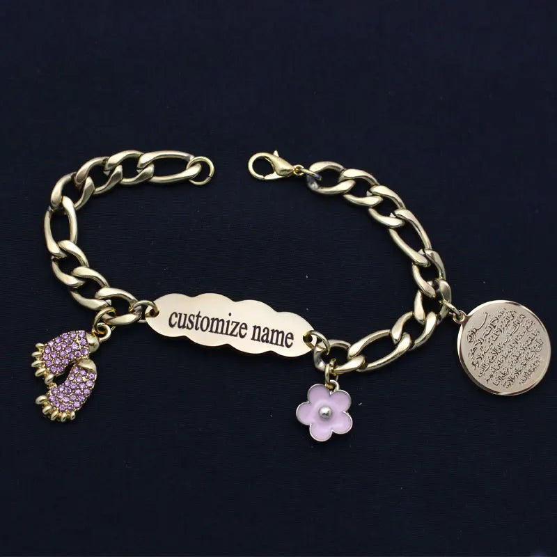 Personalized AYATUL KURSI Stainless Steel Baby Child Bangles