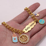 Muslim Hamsa Hand of Fatima ALLAH Stainless Steel Baby Child Bangles Bracelets
