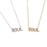 Rainbow CZ Soul Letter 925 Sterling Silver Necklace