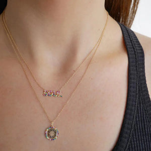 Rainbow CZ Soul Letter 925 Sterling Silver Necklace