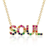 Rainbow CZ Soul Letter 925 Sterling Silver Necklace