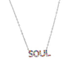 Rainbow CZ Soul Letter 925 Sterling Silver Necklace