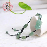 Jade Emerald Pixiu Beads Bracelet Bangle Charm Jewellery Hand-Carved Amulet