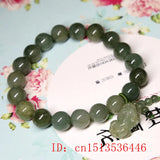 Emerald Green Bead Pixiu Bracelet Hand-Carved Woman Amulet