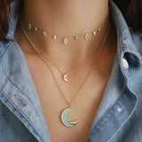 Moon Star Heart Charm 925 Sterling Silver Necklace