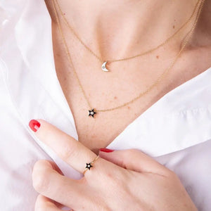 Moon Star Heart Charm 925 Sterling Silver Necklace