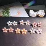 Romantic Plum Blossom Flower Earrings with Freshwater Pearls and Cubic Zirconia