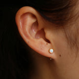 Mini Opal Charm Earring, 925 Sterling Silver