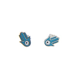 925 Sterling Silver Enamel Hamsa Hand Mini Studs Earrings