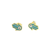 925 Sterling Silver Enamel Hamsa Hand Mini Studs Earrings