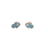 925 Sterling Silver Enamel Hamsa Hand Mini Studs Earrings