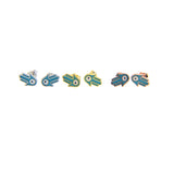 925 Sterling Silver Enamel Hamsa Hand Mini Studs Earrings